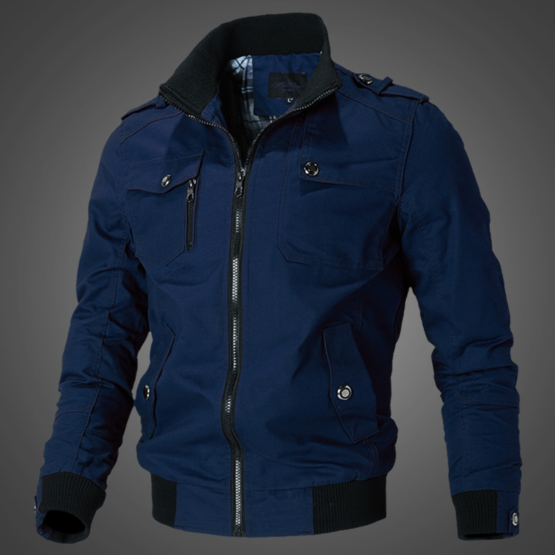 AliExpress Amazon Stand Collar Men&#039;s Washed Jacket Cotton Military Suit Outdoor Casual Jacket Trendy One Piece Dropshipping