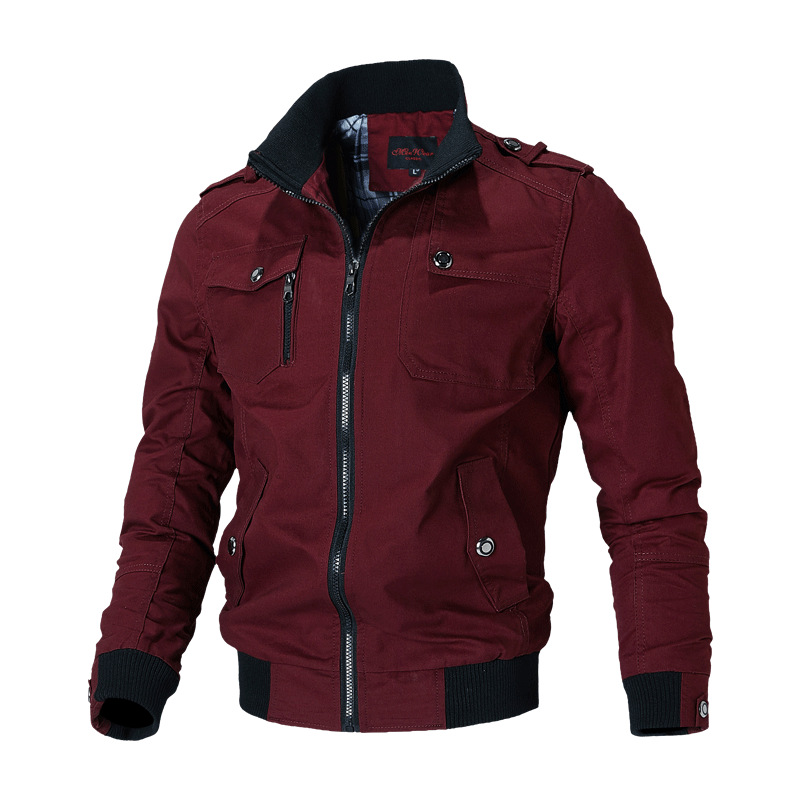 AliExpress Amazon Stand Collar Men&#039;s Washed Jacket Cotton Military Suit Outdoor Casual Jacket Trendy One Piece Dropshipping