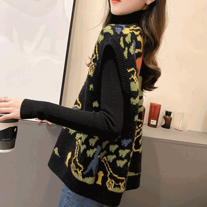 Wool Vest Jacket Fashion Outdoor Fashion 2021 Early Spring Korean Style V-neck Sleeveless Sweater Internet Celebrity Vest Women&#039;s All-Matching