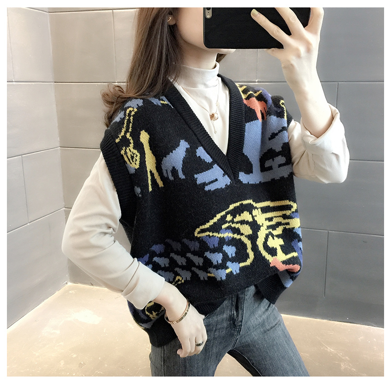 Wool Vest Jacket Fashion Outdoor Fashion 2021 Early Spring Korean Style V-neck Sleeveless Sweater Internet Celebrity Vest Women's All-Matching Wool Vest Jacket Fashion Outdoor Fashion 2021 Early Spring Korean Style V-neck Sleeveless Sweater Internet Celebrity Vest Women's All-Matching