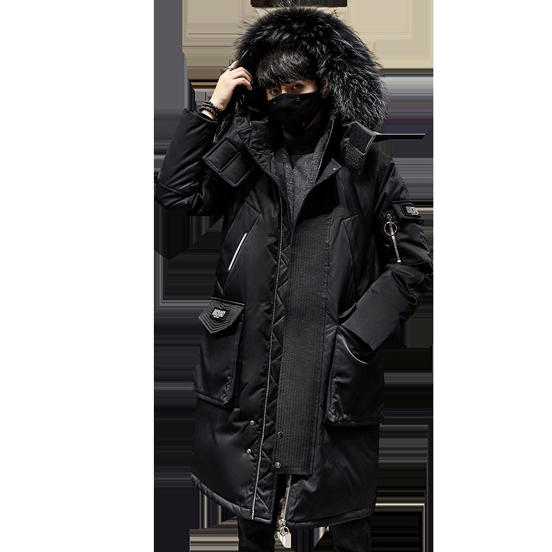 Winter Coat Men&#039;s Men&#039;s down Jacket Trendy Thickening Mid-Length Big Fur Collar Outdoor Youth South Korea Running Man Same Style