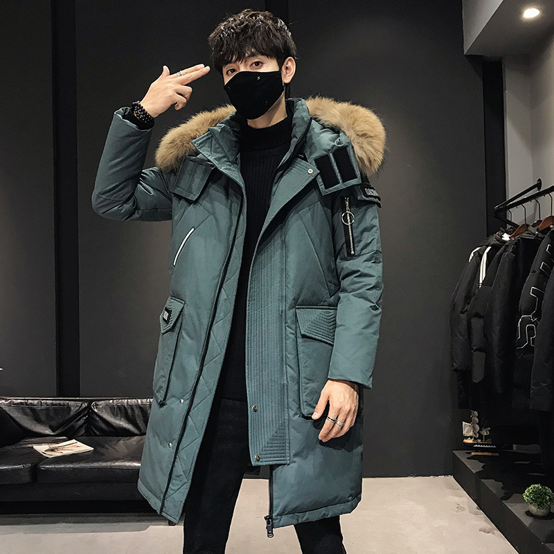 Winter Coat Men&#039;s Men&#039;s down Jacket Trendy Thickening Mid-Length Big Fur Collar Outdoor Youth South Korea Running Man Same Style