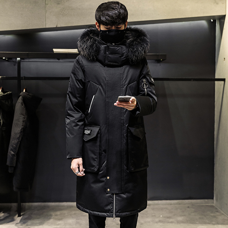Winter Coat Men&#039;s Men&#039;s down Jacket Trendy Thickening Mid-Length Big Fur Collar Outdoor Youth South Korea Running Man Same Style
