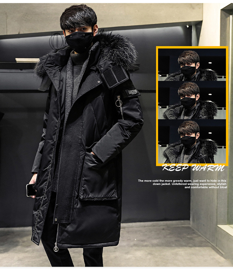 Winter Coat Men's Men's down Jacket Trendy Thickening Mid-Length Big Fur Collar Outdoor Youth South Korea Running Man Same Style Winter Coat Men's Men's down Jacket Trendy Thickening Mid-Length Big Fur Collar Outdoor Youth South Korea Running Man Same Style