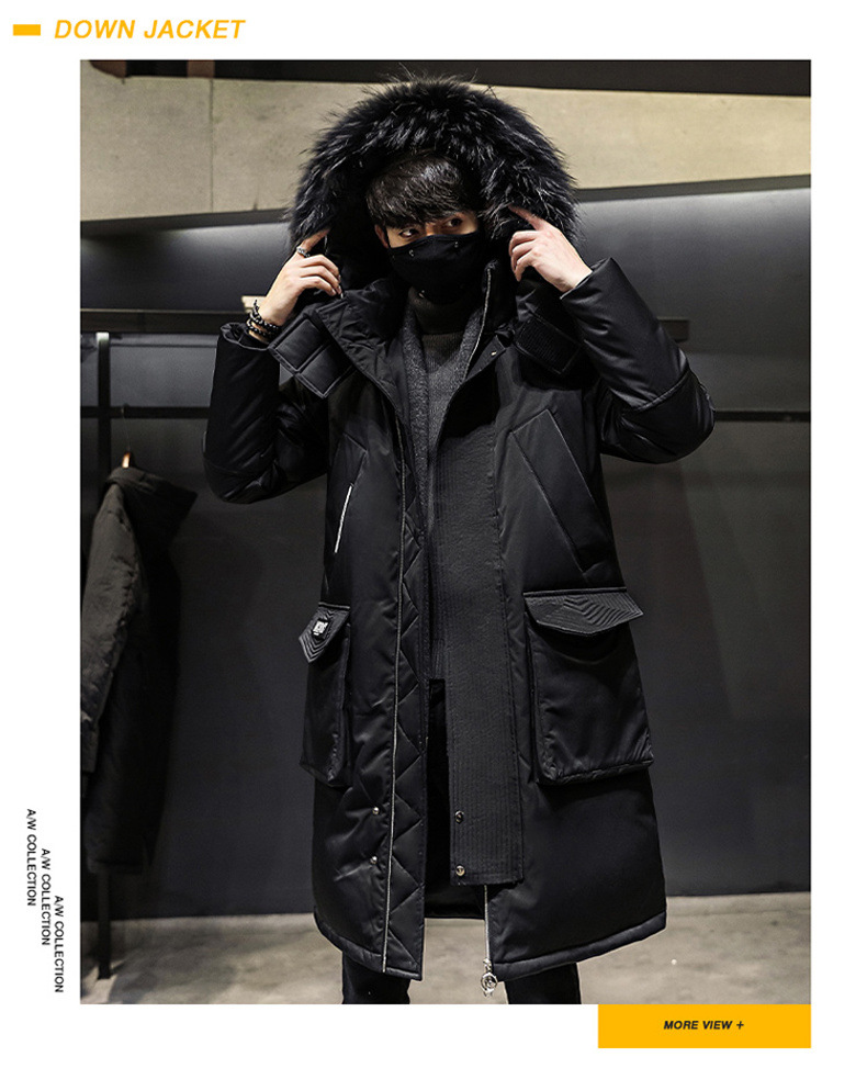 Winter Coat Men's Men's down Jacket Trendy Thickening Mid-Length Big Fur Collar Outdoor Youth South Korea Running Man Same Style Winter Coat Men's Men's down Jacket Trendy Thickening Mid-Length Big Fur Collar Outdoor Youth South Korea Running Man Same Style