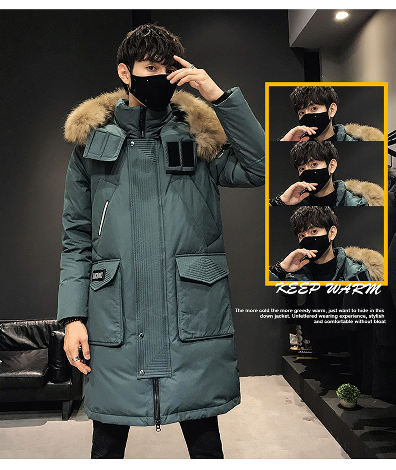 Winter Coat Men's Men's down Jacket Trendy Thickening Mid-Length Big Fur Collar Outdoor Youth South Korea Running Man Same Style Winter Coat Men's Men's down Jacket Trendy Thickening Mid-Length Big Fur Collar Outdoor Youth South Korea Running Man Same Style