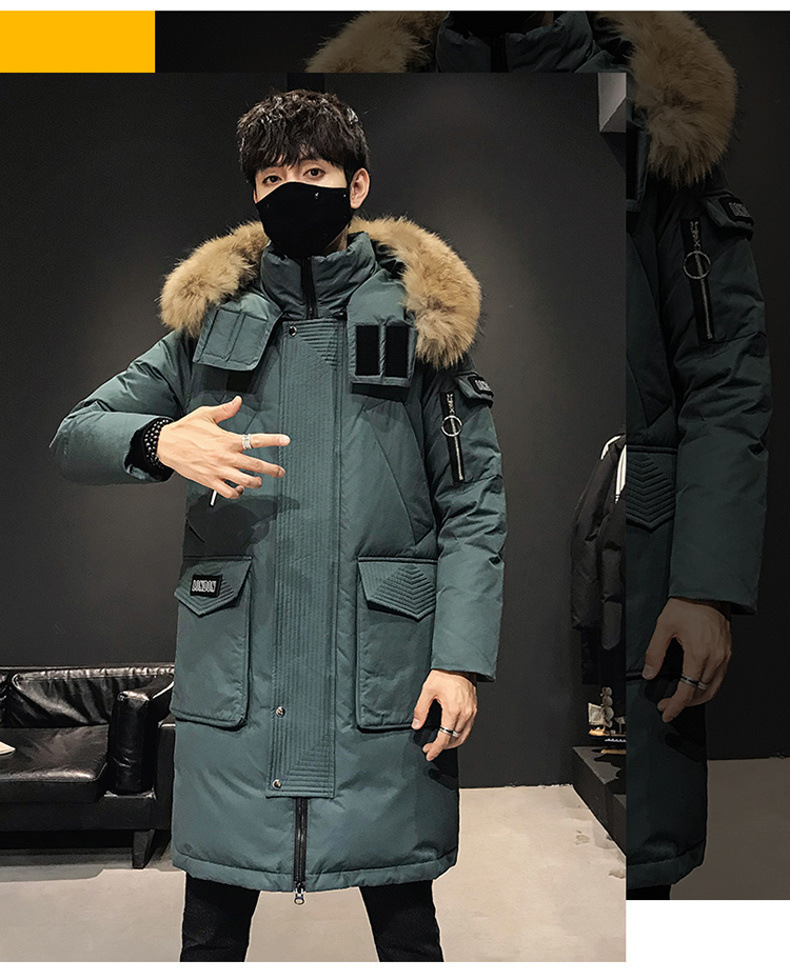 Winter Coat Men's Men's down Jacket Trendy Thickening Mid-Length Big Fur Collar Outdoor Youth South Korea Running Man Same Style Winter Coat Men's Men's down Jacket Trendy Thickening Mid-Length Big Fur Collar Outdoor Youth South Korea Running Man Same Style