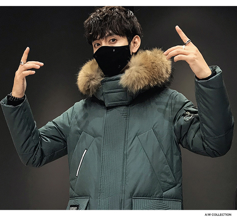 Winter Coat Men's Men's down Jacket Trendy Thickening Mid-Length Big Fur Collar Outdoor Youth South Korea Running Man Same Style Winter Coat Men's Men's down Jacket Trendy Thickening Mid-Length Big Fur Collar Outdoor Youth South Korea Running Man Same Style