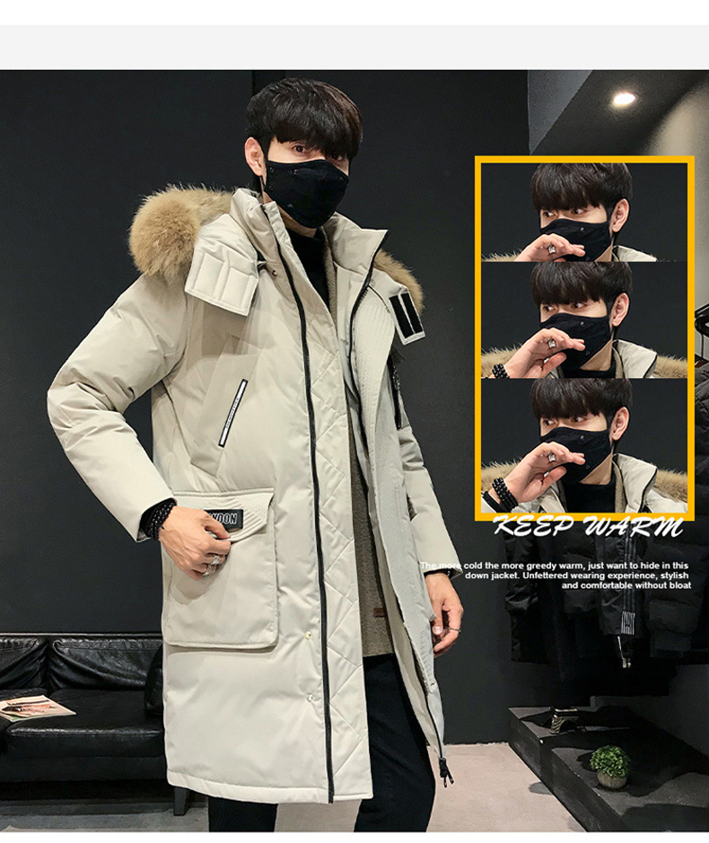 Winter Coat Men's Men's down Jacket Trendy Thickening Mid-Length Big Fur Collar Outdoor Youth South Korea Running Man Same Style Winter Coat Men's Men's down Jacket Trendy Thickening Mid-Length Big Fur Collar Outdoor Youth South Korea Running Man Same Style