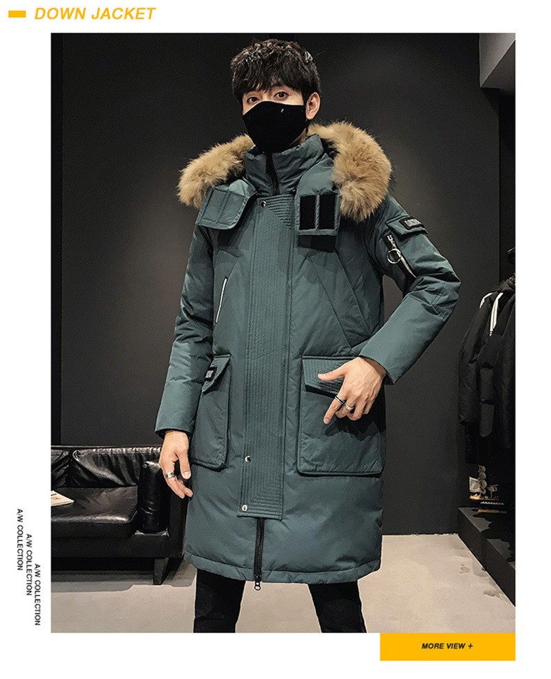 Winter Coat Men's Men's down Jacket Trendy Thickening Mid-Length Big Fur Collar Outdoor Youth South Korea Running Man Same Style Winter Coat Men's Men's down Jacket Trendy Thickening Mid-Length Big Fur Collar Outdoor Youth South Korea Running Man Same Style