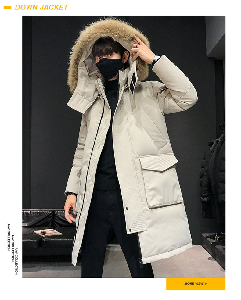 Winter Coat Men's Men's down Jacket Trendy Thickening Mid-Length Big Fur Collar Outdoor Youth South Korea Running Man Same Style Winter Coat Men's Men's down Jacket Trendy Thickening Mid-Length Big Fur Collar Outdoor Youth South Korea Running Man Same Style