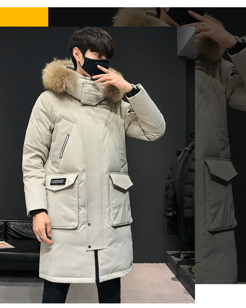 Winter Coat Men's Men's down Jacket Trendy Thickening Mid-Length Big Fur Collar Outdoor Youth South Korea Running Man Same Style Winter Coat Men's Men's down Jacket Trendy Thickening Mid-Length Big Fur Collar Outdoor Youth South Korea Running Man Same Style