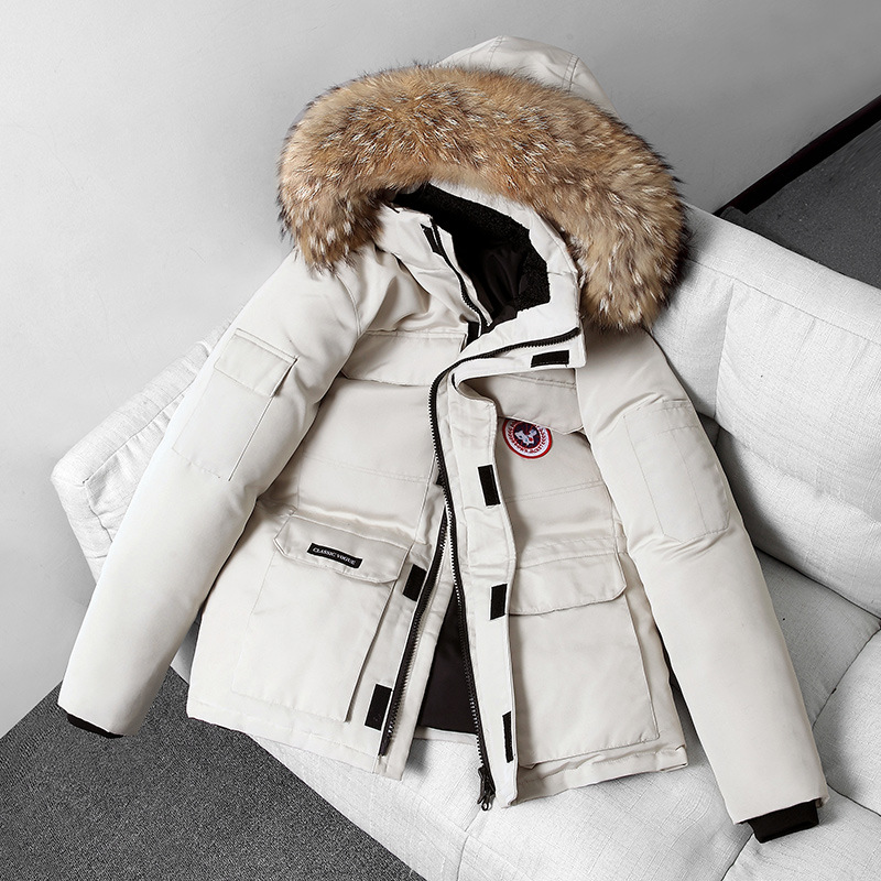 off-Season down Jacket Men&#039;s Autumn and Winter New Japanese Canadian Couple Outdoor Work Clothes Fur Collar Thickened Goose Coat for Men