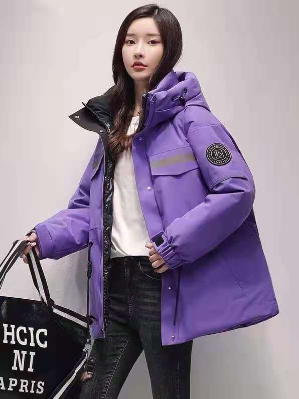 2021 Winter New Yaya down Jacket Women&#039;s Mid-Length Hooded Fashion Color Contrast Outdoor Work Clothes Ski Jacket