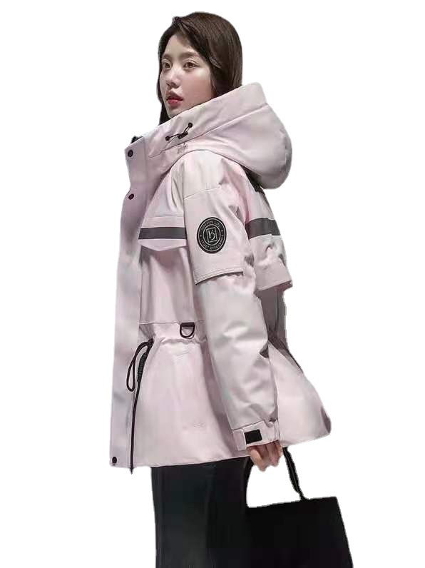 2021 Winter New Yaya down Jacket Women&#039;s Mid-Length Hooded Fashion Color Contrast Outdoor Work Clothes Ski Jacket