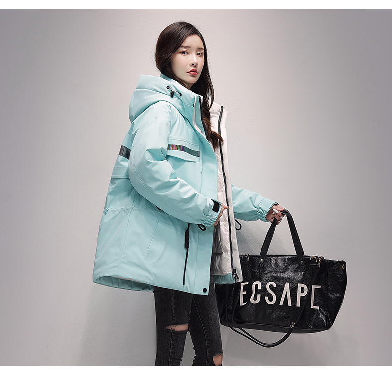 2021 Winter New Yaya down Jacket Women's Mid-Length Hooded Fashion Color Contrast Outdoor Work Clothes Ski Jacket 2021 Winter New Yaya down Jacket Women's Mid-Length Hooded Fashion Color Contrast Outdoor Work Clothes Ski Jacket