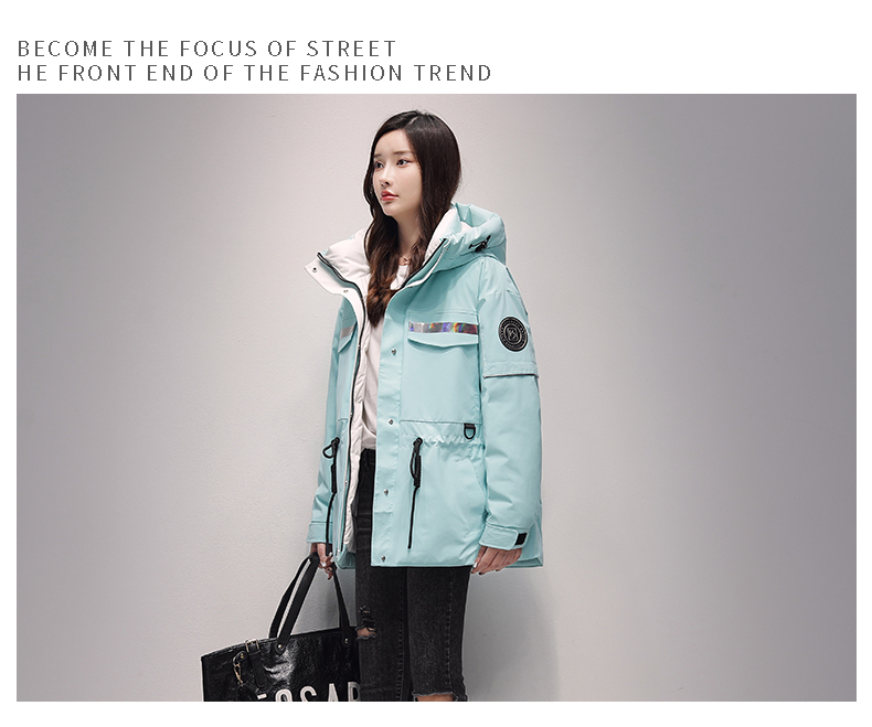 2021 Winter New Yaya down Jacket Women's Mid-Length Hooded Fashion Color Contrast Outdoor Work Clothes Ski Jacket 2021 Winter New Yaya down Jacket Women's Mid-Length Hooded Fashion Color Contrast Outdoor Work Clothes Ski Jacket