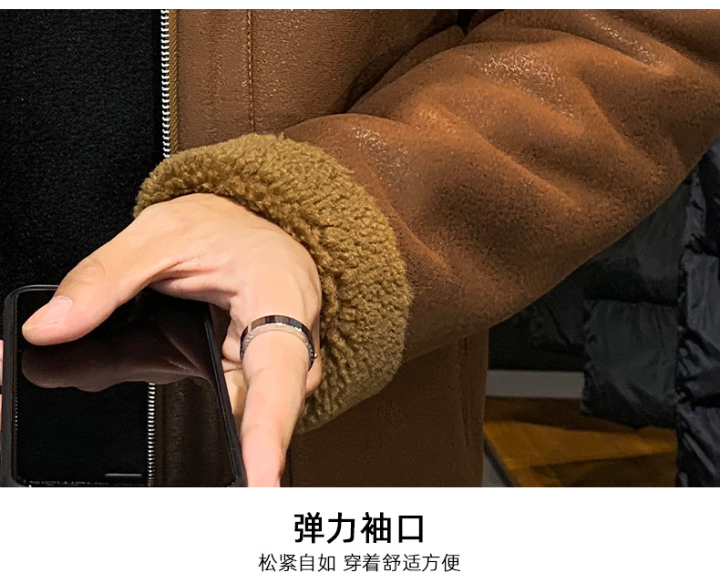 Winter Clothes Men's Lambswool Leather Jacket Warm with Velvet Casual Outdoor Sports Hooded Double-Sided Wear New Coat Winter Clothes Men's Lambswool Leather Jacket Warm with Velvet Casual Outdoor Sports Hooded Double-Sided Wear New Coat