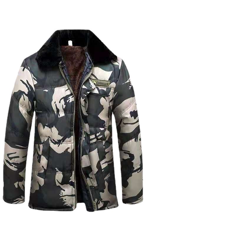 Spot Goods Winter Thickened Padded Jacket Labor Protection Wind-Resistant Warm Cold Storage Cotton-Padded Coat Northeast Outdoor Fleece-Lined plus-Sized Work Coat