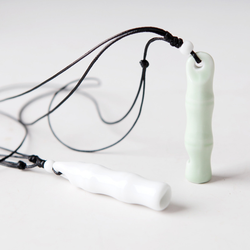 Jingdezhen Handmade Whistle Necklace Bone Whistle Small Pendant Ceramic Jewelry Sweater Chain Necklace Stall Supply