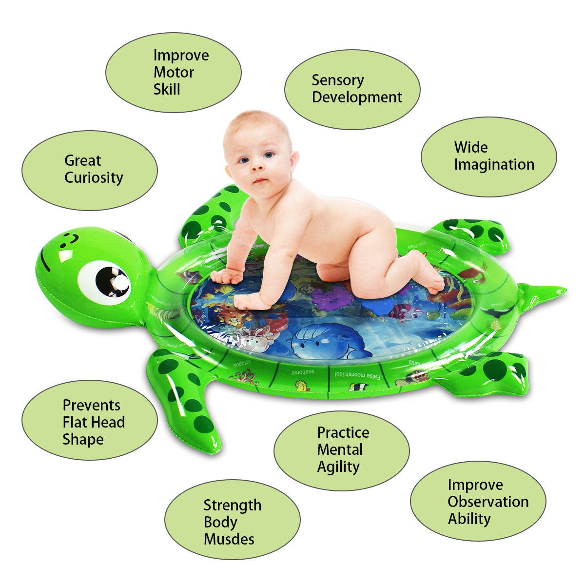 Factory Direct Sales PVC Slapped Pad Water Play Mat Inflatable Baby Water Mat Play Cushion Turtle Baby Learning Mat Factory Direct Sales PVC Slapped Pad Water Play Mat Inflatable Baby Water Mat Play Cushion Turtle Baby Learning Mat