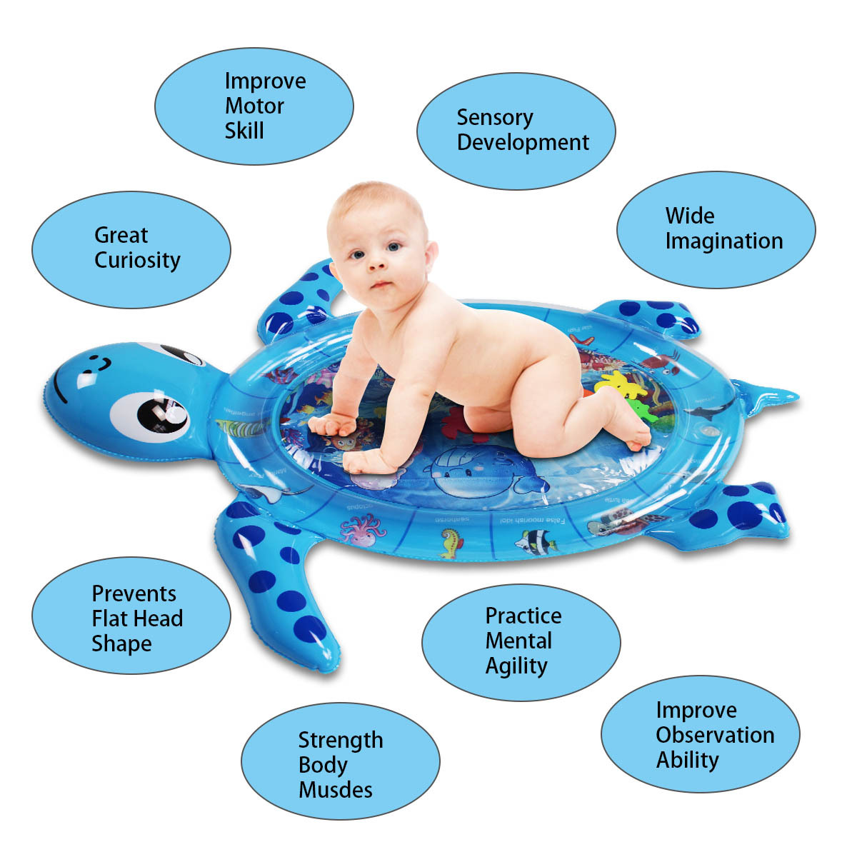 Factory Direct Sales PVC Slapped Pad Water Play Mat Inflatable Baby Water Mat Play Cushion Turtle Baby Learning Mat Factory Direct Sales PVC Slapped Pad Water Play Mat Inflatable Baby Water Mat Play Cushion Turtle Baby Learning Mat