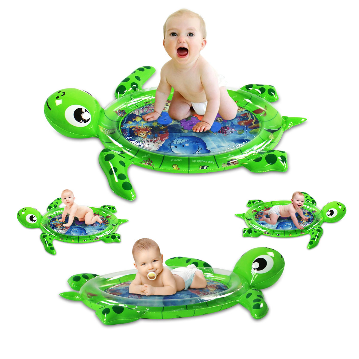 Factory Direct Sales PVC Slapped Pad Water Play Mat  Inflatable Baby Water Mat Play Cushion Turtle Baby Learning Mat