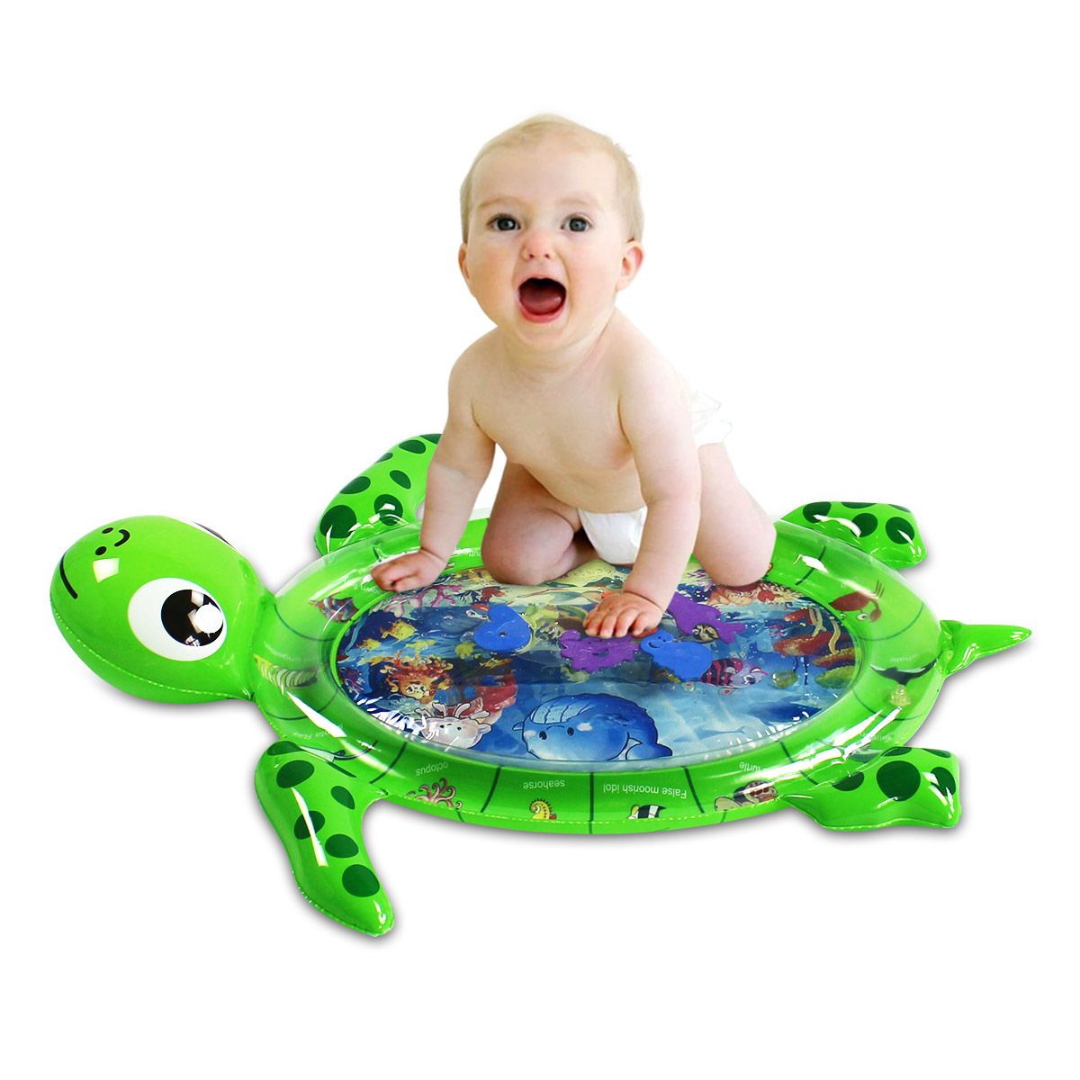 Factory Direct Sales PVC Slapped Pad Water Play Mat  Inflatable Baby Water Mat Play Cushion Turtle Baby Learning Mat