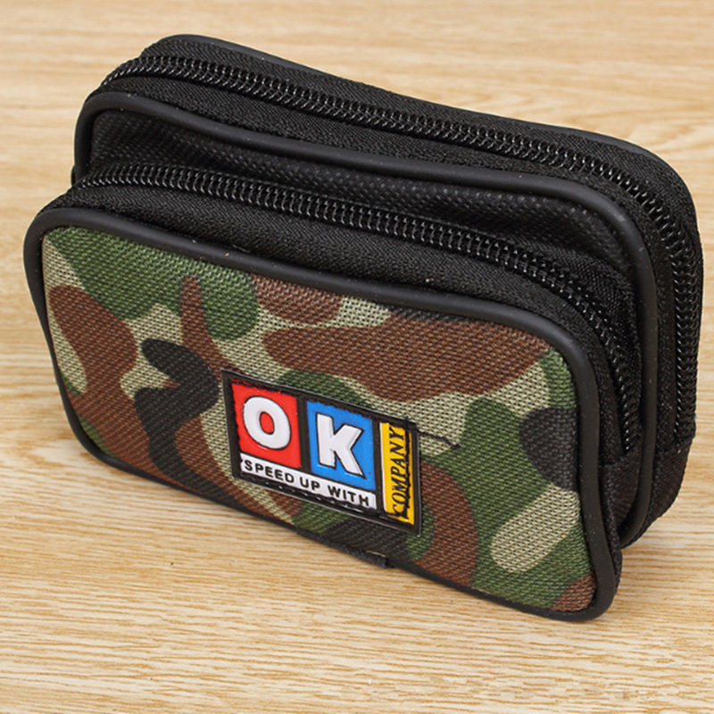 Low Price Promotion Small Size 2 Two Yuan Waist Bag Double Pull Coin Purse Men&#039;s Wallet Mobile Phone Bag Hot Sale