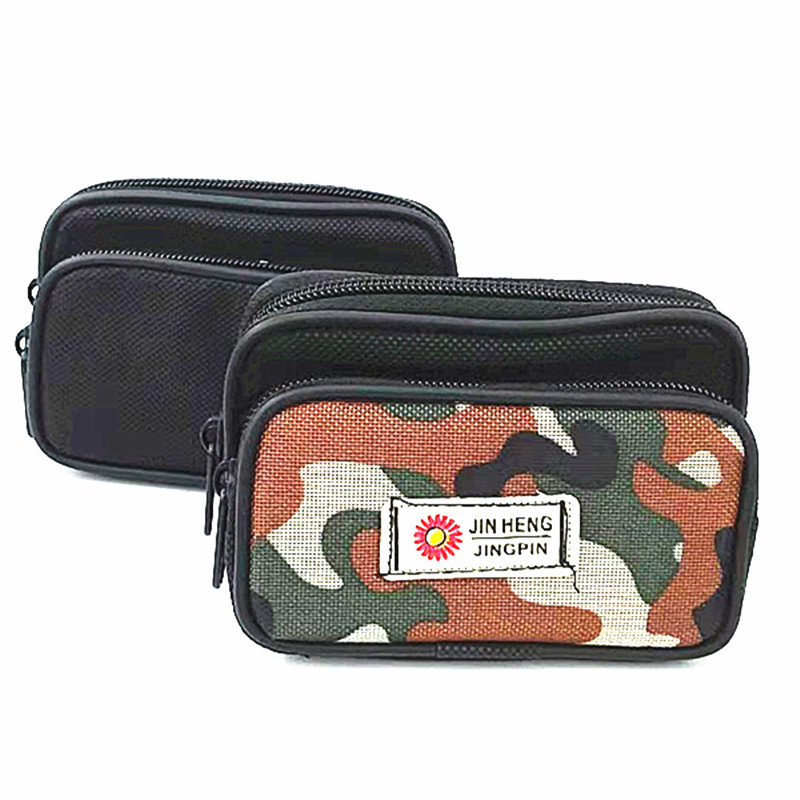 Low Price Promotion Small Size 2 Two Yuan Waist Bag Double Pull Coin Purse Men&#039;s Wallet Mobile Phone Bag Hot Sale
