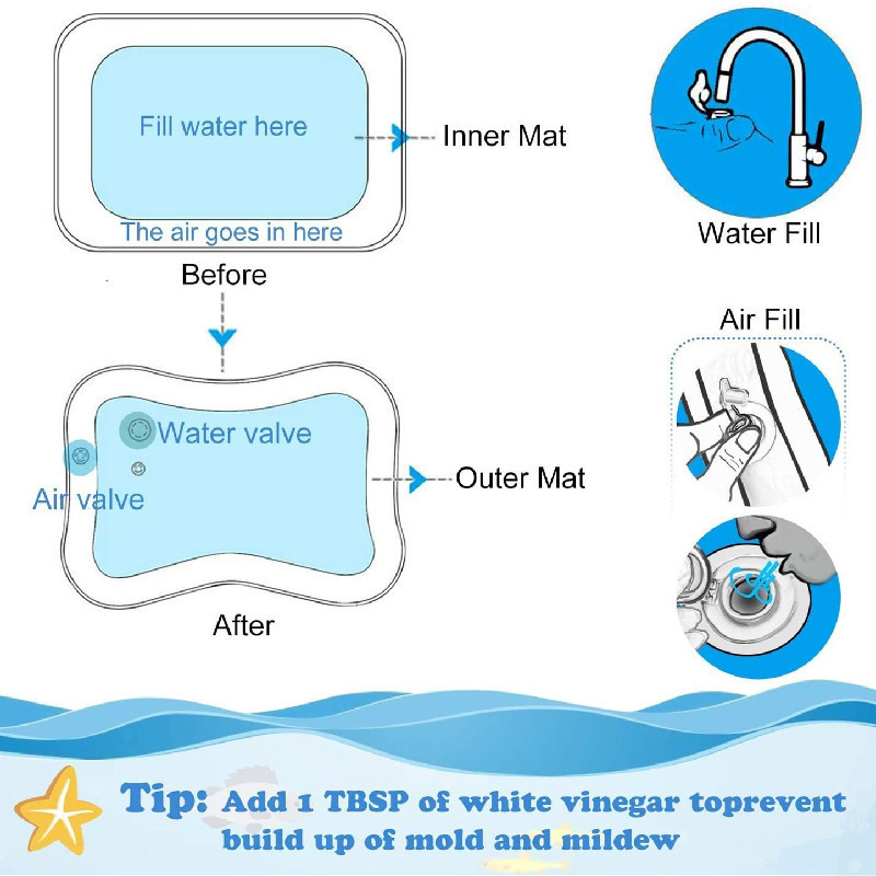 Factory Direct Sales Tummy Time Inflatable Baby Mat Toddlers Fun Activity Water Play Mat Baby Slapped Pad Slapped Mat