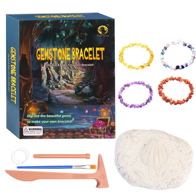 Cross-Border Dragon Hunting Crystal Bracelet Archaeology Mining Toys Digging Children&#039;s DIY Archaeological Toy Dinosaur Egg Blind Box