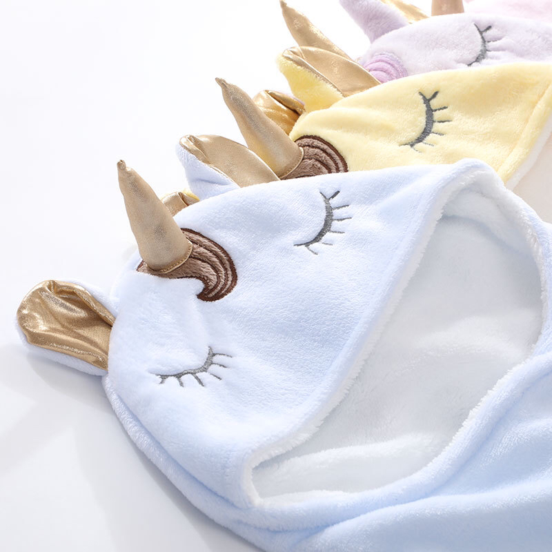 Baby unicorn Baby blanket warm sleeping bag flannel thickened out to hold the quilt