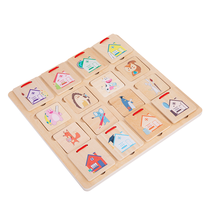 Children&#039;s Wooden Small Animal House-Hunting Puzzle Puzzle Animal Cognitive Pairing Table Games Toys