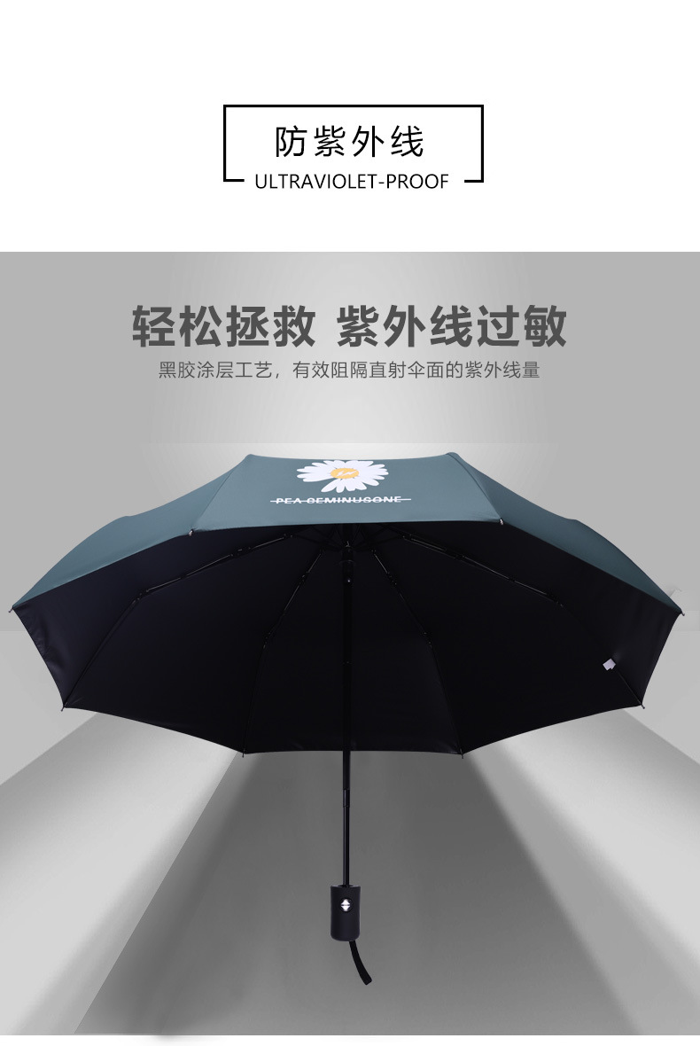 Full-Automatic Little Daisy Sun Protection UV-Proof Sun-Proof Men's and Women's Dual-Use Logo Customized Advertising Umbrella