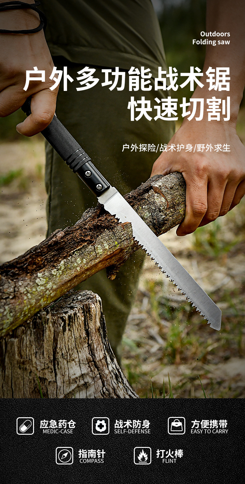 Factory Supply Spot Handsaw Carpenter's Wood SA Panel Wall Saw Garden Fruit Tree Saw Outdoor Survival Saw with Fire-Making Function