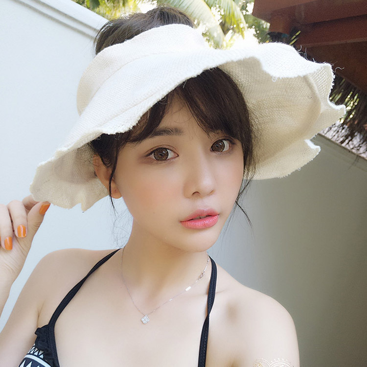 Korean Linen Foldable Hat Female Summer Sun Protection UV Protection Air Top Sun-Proof Big Brim Sun Hat Cover Face