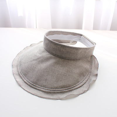 Korean Linen Foldable Hat Female Summer Sun Protection UV Protection Air Top Sun-Proof Big Brim Sun Hat Cover Face