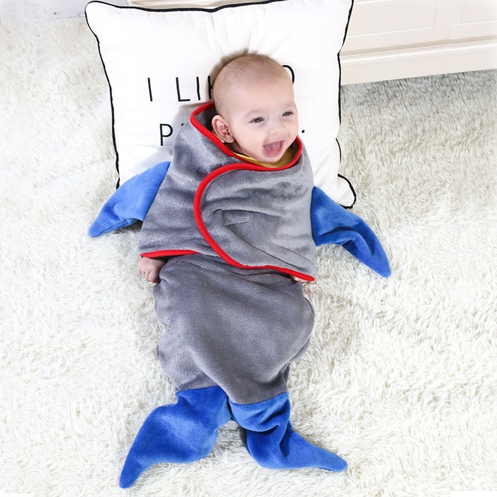 Cartoon Shape Baby Blanket Flannel Baby Swaddling Shark Wrap Blanket Mermaid Sleeping Bag Customized