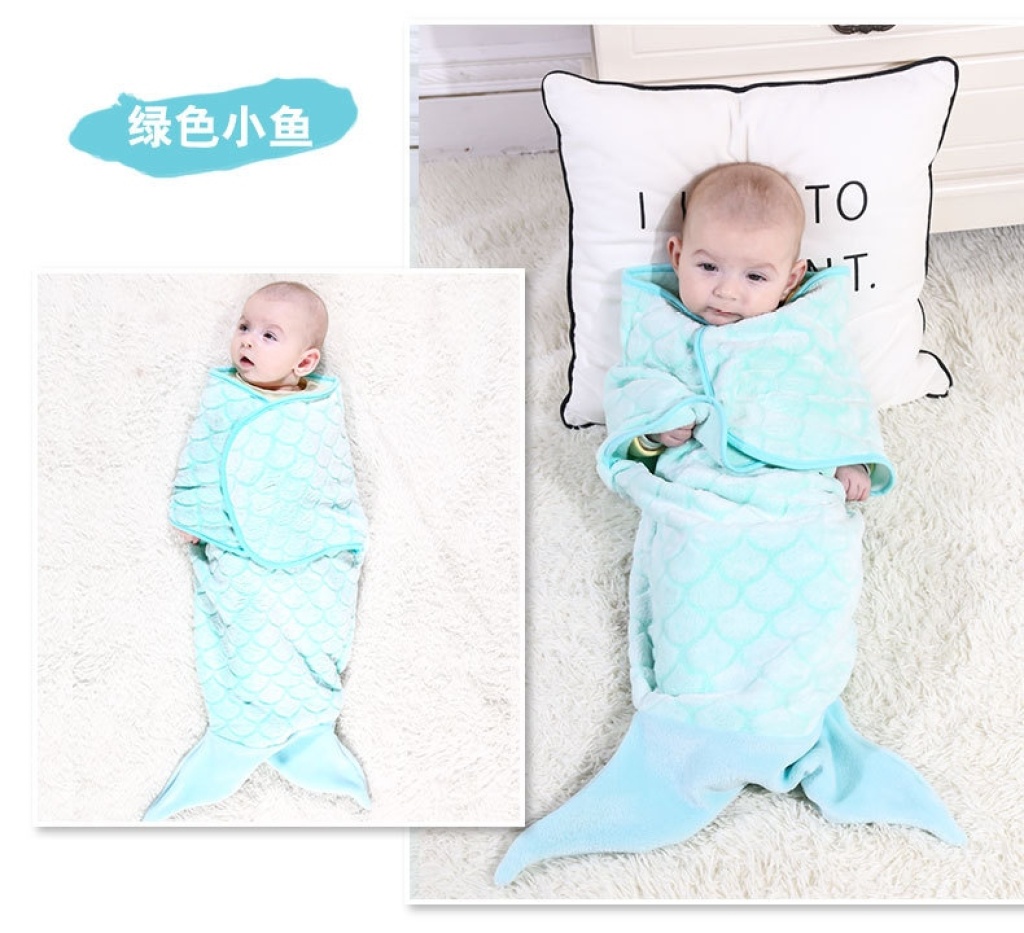 Cartoon Shape Baby Blanket Flannel Baby Swaddling Shark Wrap Blanket Mermaid Sleeping Bag Customized