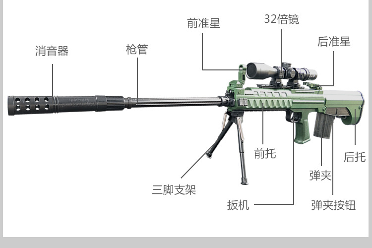 Qbu-88 sniper rifle Water cartridge gun Jedi survival toy gunman loaded fire rifle Qbu-88 sniper rifle Water cartridge gun Jedi survival toy gunman loaded fire rifle