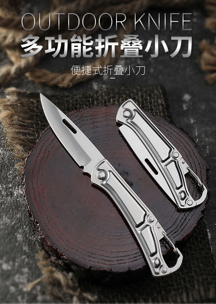 Mini Outdoor Knife Outdoor Folding Knife Stainless Steel Self-Defense Camping Survival Knife a Folding Knife Key Fruit Knife