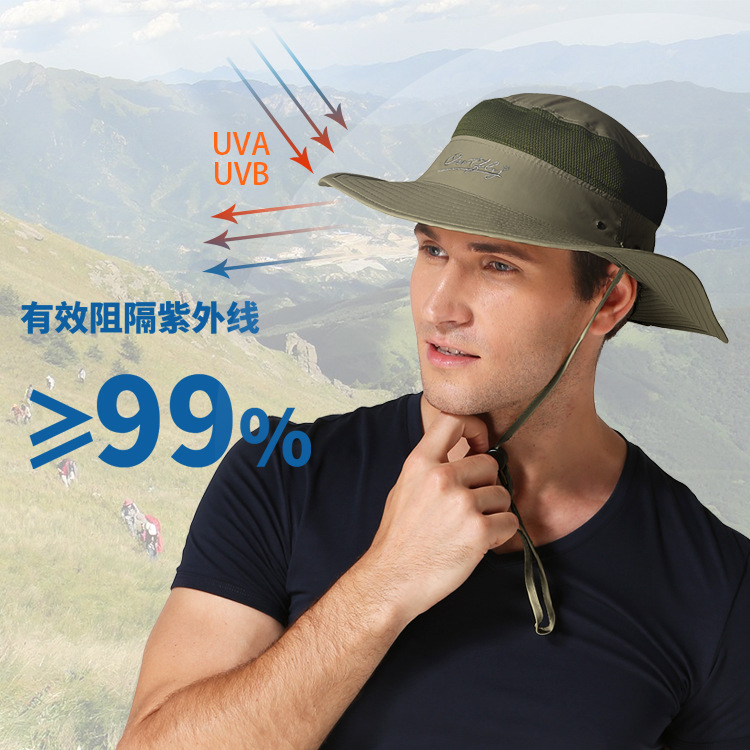 Outdoor Hat Sun-Proof Bucket Hat Bucket Hat Spring/Summer Men's and Women's Wide Brim Hat UV-Proof Sun Hat Amazon