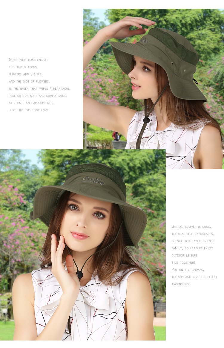 Outdoor Hat Sun-Proof Bucket Hat Bucket Hat Spring/Summer Men's and Women's Wide Brim Hat UV-Proof Sun Hat Amazon