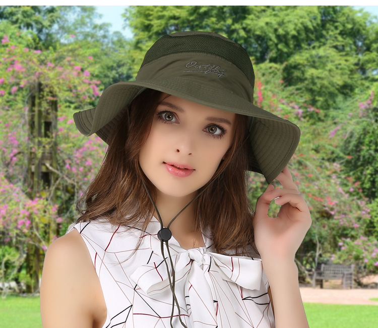 Outdoor Hat Sun-Proof Bucket Hat Bucket Hat Spring/Summer Men's and Women's Wide Brim Hat UV-Proof Sun Hat Amazon