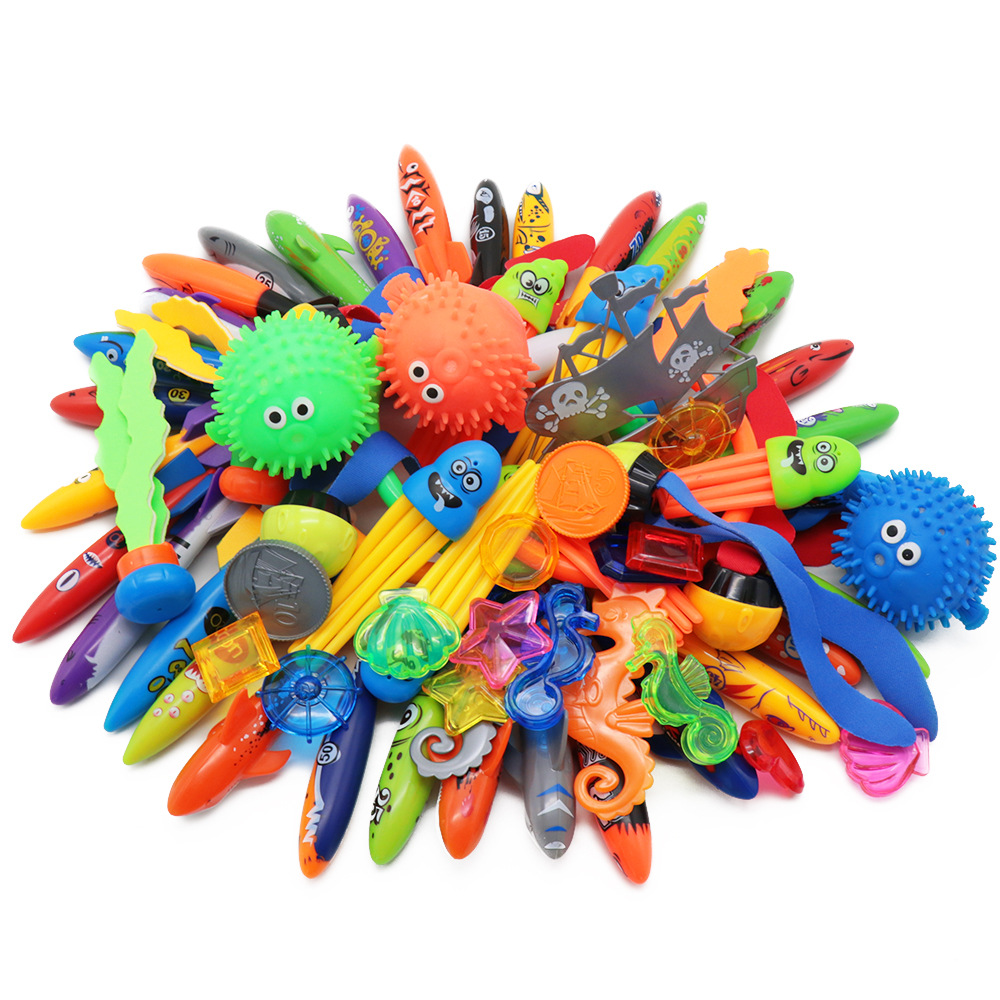 Cross-Border Amazon Water Diving Toys Children&#039;s Swimming Pool Treasure Hunting Diving Torpedo Water Ring Diamond Set Toys