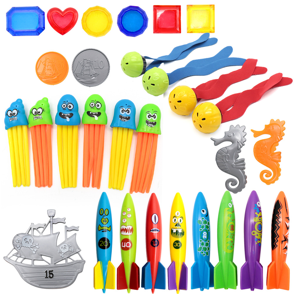 Cross-Border Amazon Water Diving Toys Children's Swimming Pool Treasure Hunting Diving Torpedo Water Ring Diamond Set Toys Cross-Border Amazon Water Diving Toys Children's Swimming Pool Treasure Hunting Diving Torpedo Water Ring Diamond Set Toys