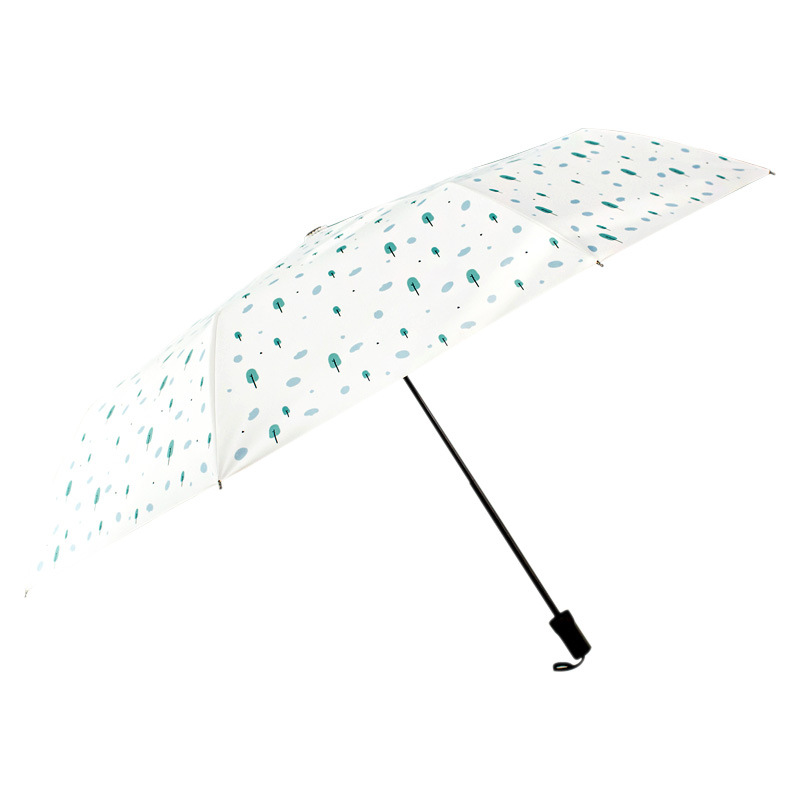 Cross-Border Korean Fresh Vinyl Triple Folding Umbrella Folding Rain Umbrella UV-Proof Sun Umbrella for Women
