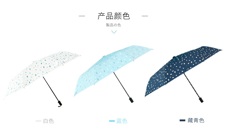 Cross-Border Korean Fresh Vinyl Triple Folding Umbrella Folding Rain Umbrella UV-Proof Sun Umbrella for Women