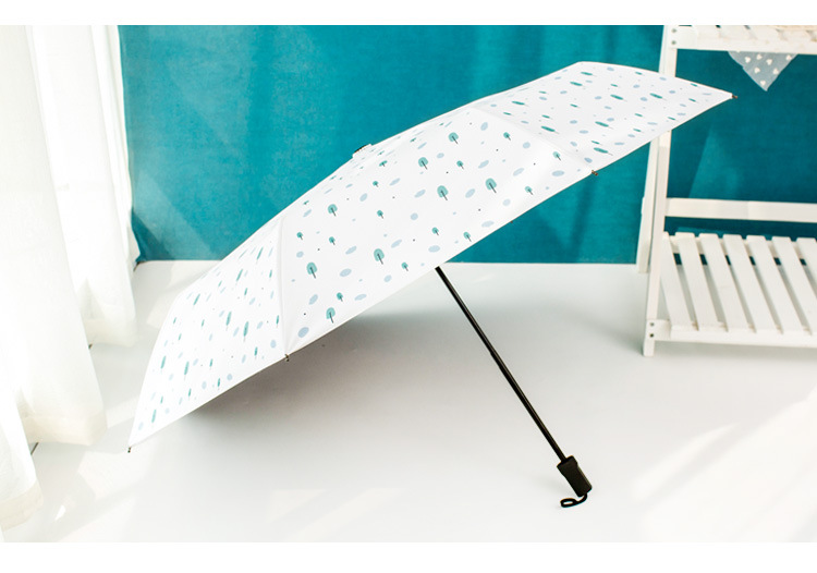 Cross-Border Korean Fresh Vinyl Triple Folding Umbrella Folding Rain Umbrella UV-Proof Sun Umbrella for Women